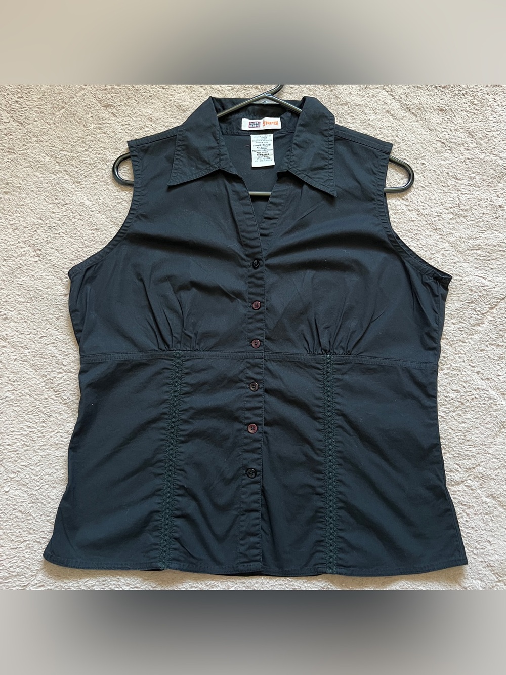 Vtg Faded Glory Sleeveless Button Down Shirt Cotton Western Embroidered Sz L